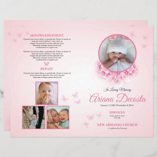Child Funeral Program Template | Editable Memorial (Vorne/Hinten)