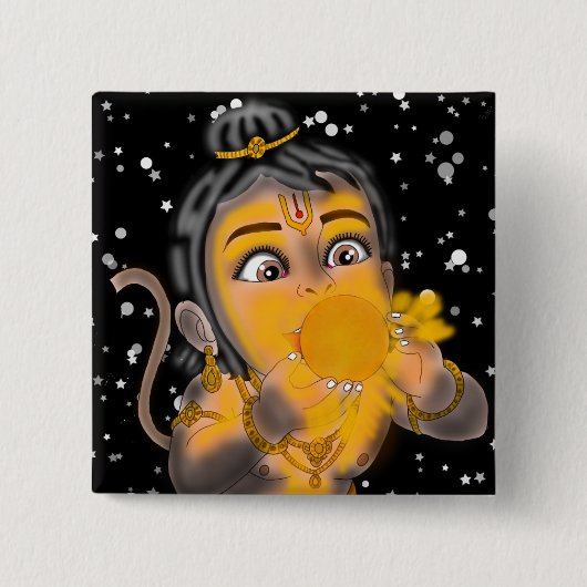 Child Hanuman Knopf Button (Vorderseite)