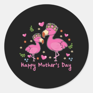 Child Happy Mütter Tag Flamingo Bird Grafik Niedli Runder Aufkleber