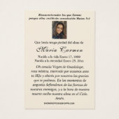 Child Jesus Guadalupe Spanish Funeral Prayer (Rückseite)