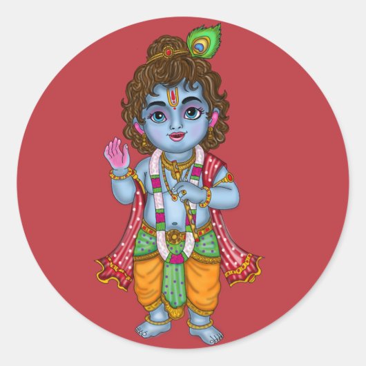 Child-Krishna-Aufkleber Runder Aufkleber (Vorderseite)