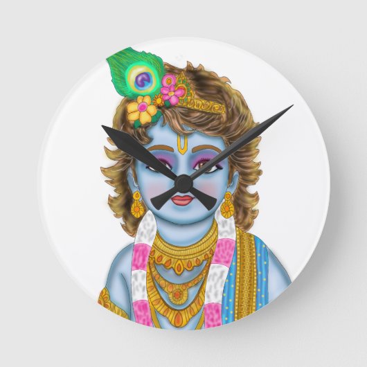 Child Krishna Clock Runde Wanduhr (Vorderseite)