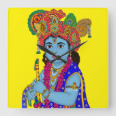 Child Krishna Wall Clock Quadratische Wanduhr (Vorderseite)