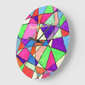 Child like cradius geometric drawing in multi-colo große wanduhr (Winkel)