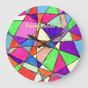 Child like cradius geometric drawing in multi-colo große wanduhr