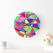 Child like cradius geometric drawing in multi-colo große wanduhr (Zuhause)