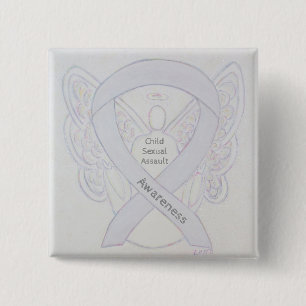 Child Sexual Assault Awareness White Ribbon Pin Button