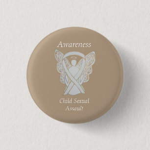 Child Sexual Assault Awareness White Ribbon Pin Button