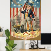 Child Uncle Sam Cannon Fire US Flag Poster (Heimbüro)