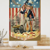 Child Uncle Sam Cannon Fire US Flag Poster (Küche)