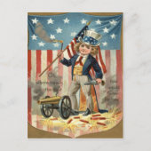 Child Uncle Sam Cannon Fire US Flag Postkarte (Vorderseite)