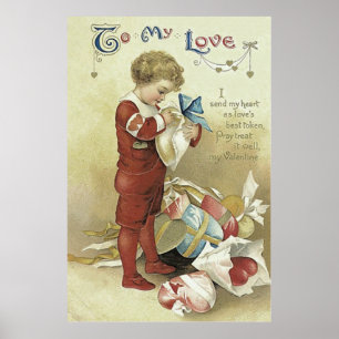 Child Valentine präsentiert Herz Poster