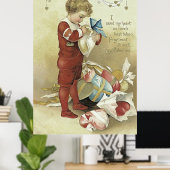 Child Valentine präsentiert Herz Poster (Heimbüro)