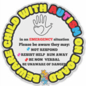 Child with Autism on Board Car Decal Sticker (Vorderseite)