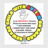 Child with Autism on Board Car Decal Sticker (Blatt)