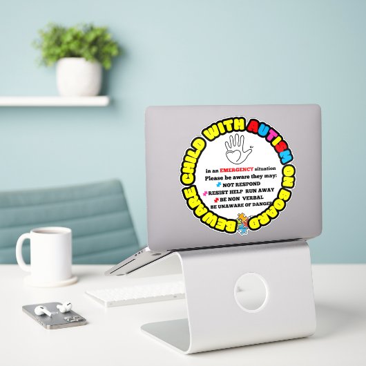 Child with Autism on Board Car Decal Sticker (Laptop auf Schreibtisch)