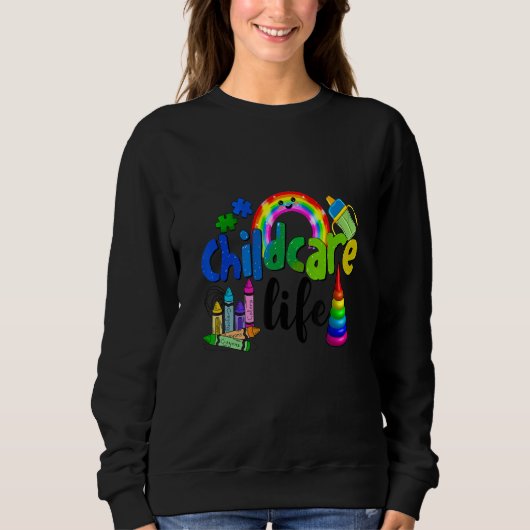Childcare life daycare puzzle piece crayons and ra sweatshirt (Vorderseite)