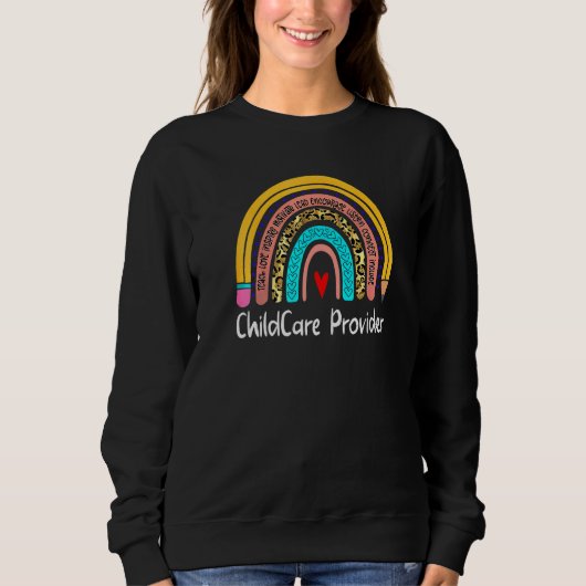 Childcare Provider Leopard Rainbow Back To School Sweatshirt (Vorderseite)