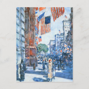 Childe Hassam - Flaggen 5. Straße Postkarte