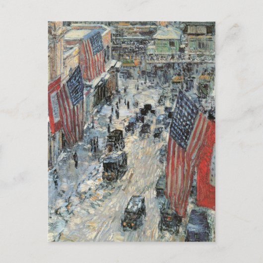 Childe Hassam - Flaggen an der fünften Avenue Wint Postkarte (Vorderseite)