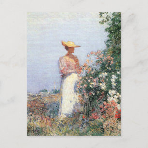 Childe Hassam - Frau im Garten Postkarte