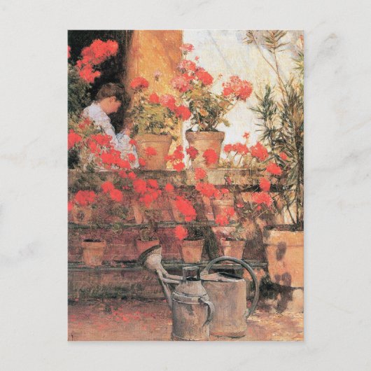 Childe Hassam - Rote Geranien Postkarte (Vorderseite)