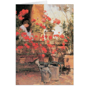 Childe Hassam - rote Pelargonien