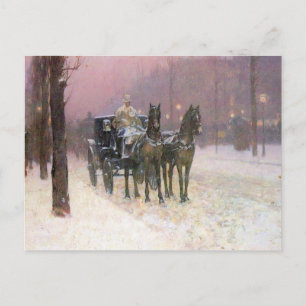 Childe Hassam - Street scene with two cabs Postkarte