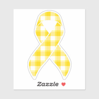 Childhood Cancer Awareness Plaid Gold Ribbon Aufkleber