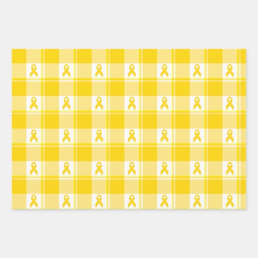 Childhood Cancer Awareness Plaid Gold Ribbon Geschenkpapier Set (Vorderseite 2)
