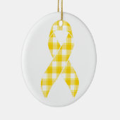 Childhood Cancer Survivor Plaid Gold Ribbon Keramik Ornament (Rechts)