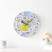 Childisch-Tiger und Regenbogenmuster Große Wanduhr (Zuhause)