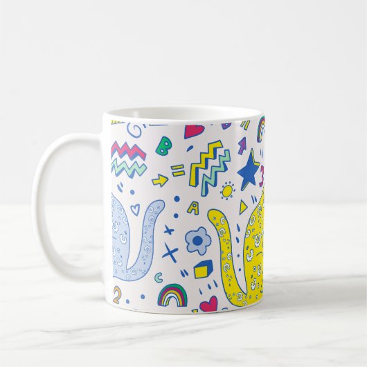 Childisch-Tiger und Regenbogenmuster Kaffeetasse (Links)