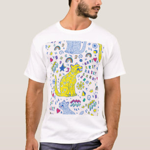 Childisch-Tiger und Regenbogenmuster T-Shirt
