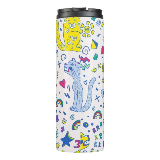 Childisch-Tiger und Regenbogenmuster Thermosbecher (Rückseite)