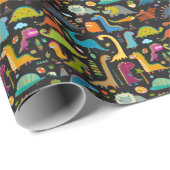 Childische Dinosaurier: Spaß - nahtloses Muster Geschenkpapier (Rolleneckpunkt)