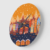 Childish House Trees skandinavisches Muster Große Wanduhr (Winkel)