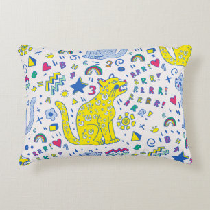 childish pattern with tiger,letters,rainbows,numbe dekokissen