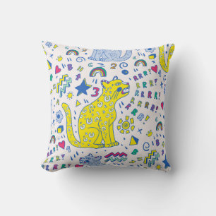childish pattern with tiger,letters,rainbows,numbe kissen