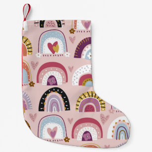 Childish Rainbows Blume Herz-Muster Kleiner Weihnachtsstrumpf