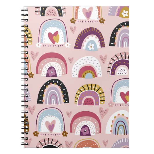 Childish Rainbows Blume Herz-Muster Notizblock (Vorderseite)