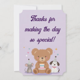 Childish Thank You Birthday Card Fun Kids Party Feiertagskarte