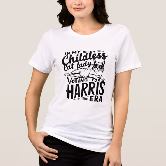 Childless Cat Lady Harris Era T-Shirt Tri-Blend Shirt (Vorderseite)