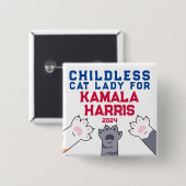 Childless Cat Lady Kamala Harris 2024 Cat Paws Button (Vorne & Hinten)