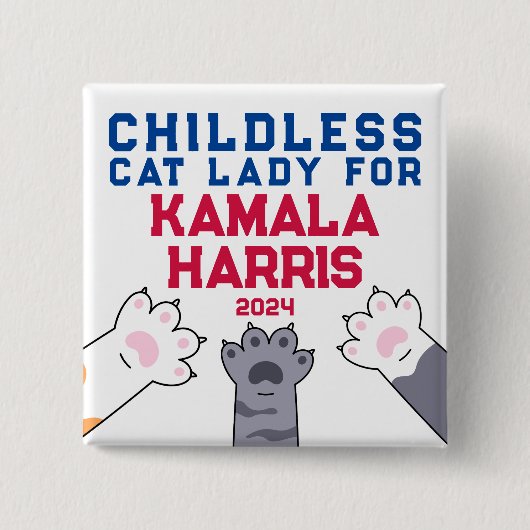 Childless Cat Lady Kamala Harris 2024 Cat Paws Button (Vorderseite)