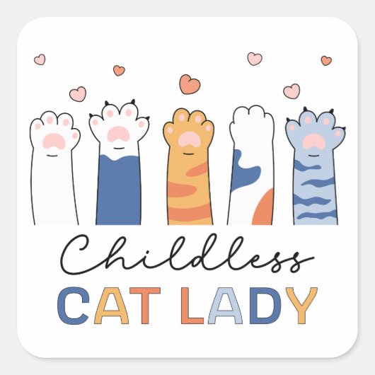 Childless Cat Lady Voting Kamala Harris Präsident Quadratischer Aufkleber (Vorderseite)