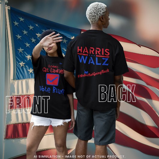 "Childless Cat Ladys Vote Blue" Harris/Walz 2024 T-Shirt