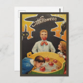 Children Apple Bobbing - Vintages Halloween Postkarte (Vorne/Hinten)