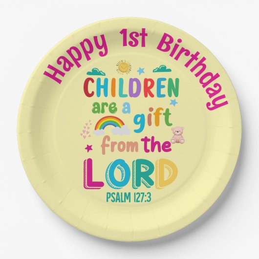 "Children Are a Gift from the Lord" Custom (Cream) Pappteller (Vorderseite)