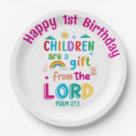 "Children Are a Gift from the Lord" Custom Pappteller (Vorderseite)